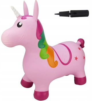 Skoczek gumowy do skakania Woopie Jednorożec + Pompka Różowy (5906280654580)
