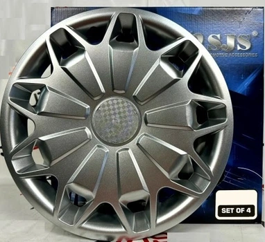 Автомобильные колпаки на колеса без лого R15 №338 SJS серебристые комплект 4шт TR00561