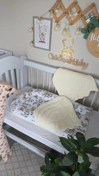Кокон з крилами Chickabiddy, двосторонній зима-літо, молочний бавовняний велюр + косулі та зайчики, 100% бавовна, позиціонер для малюка, 90х52 см