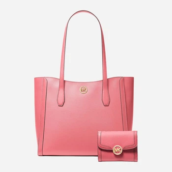Набір Сумка-шопер + гаманець жіночий із штучної шкіри Michael Kors 974654392 Рожевий (1159845989)