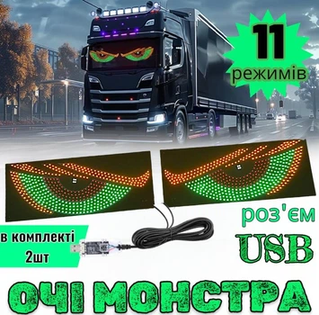 Led підсвічування для салону Очі диявола Red Yellow Green світлодіодна панель Devil Eyes в машину