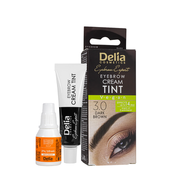 Крем-краска для бровей без аммиака с маслом арганы Delia cosmetics Color Cream, тон 3.0 Тёмно-коричневая