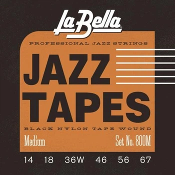 Струны для электрогитары La Bella 800M Jazz Tapes Black Nylon Medium 14/67
