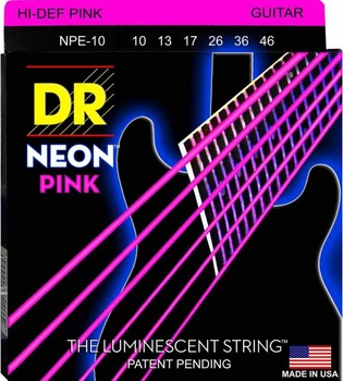 Струни для електрогітари DR NPE-10 Hi-Def Neon Pink K3 Coated Medium 10/46