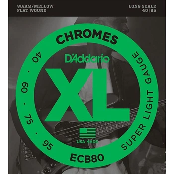 Струны для бас-гитары D'Addario ECB80 Chromes Flatwound Super Light Bass Strings 40/95