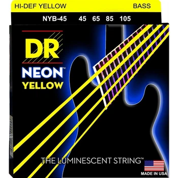 Струны для бас-гитары DR NYB-45 Hi-Def Neon Yellow K3 Coated Medium Bass 4-Strings 45/105