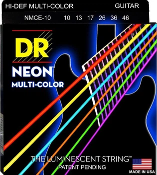 Струни для електрогітари 6 шт DR NMCE-10 Hi-Def Neon Multi-Color K3 Coated Medium Electric Guitar Strings 10/46