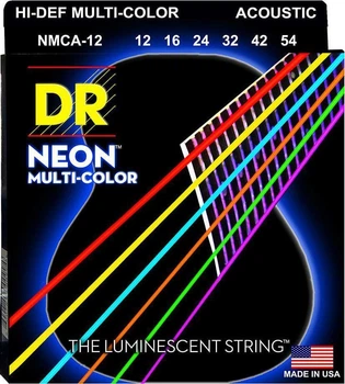 Струни для акустичної гітари DR NMCA-12 Hi-Def Neon Multi-Color K3 Coated Medium Acoustic Guitar Strings 12/54
