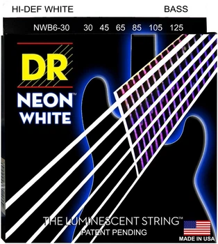 Струни для бас-гітари DR NWB6-30 Hi-Def Neon White K3 Coated Medium Bass Guitar 6 Strings 30/125