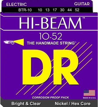 Струни для електрогітари DR BTR-10 Hi-Beam Nickel Plated Hex Core Big & Heavy Electric Strings 10/52