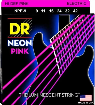 Струны для электрогитары DR NPE-9 Hi-Def Neon Pink K3 Coated Light Electric Guitar Strings 9/42