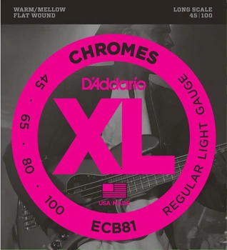 Струны для бас-гитары D'Addario ECB81 Chromes Flatwound Regular Light Bass Strings 45/100