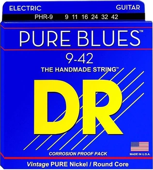 Струны для электрогитары DR PHR-9 Pure Blues Pure Nickel Light Electric Strings 9/42