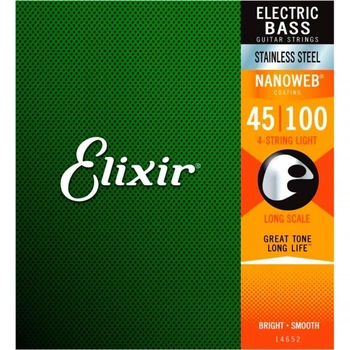 Струни для бас-гітари Elixir 14652 Nanoweb Coated Stainless Steel Light 45/100