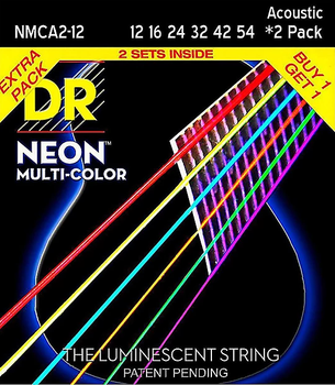 Струны для акустической гитары DR NMCA2-12 Hi-Def Neon Multi-Color K3 Coated 12/54 - 2 Pack