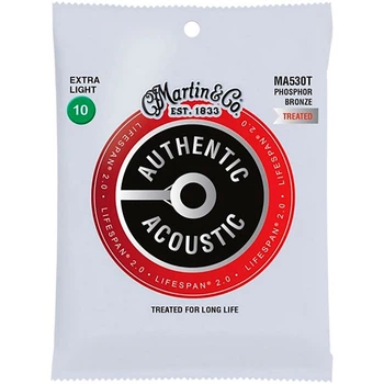 Струны для акустической гитары Martin MA530T 92/8 Lifespan Treated Phosphor Bronze Extra Light Authentic Acoustic Guitar Strings 10/47