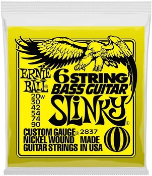 Струны для бас-гитары Ernie Ball 2837 6 String Bass Guitar Slinky Nickel Wound 20w/90