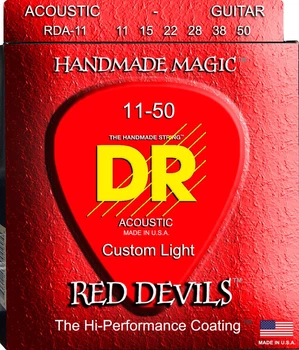 Струны для акустической гитары DR RDA-11 Red Devils Coated Acoustic Guitar Strings Med-Lite 11-50
