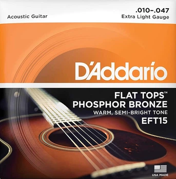 Струны для акустической гитары D'Addario EFT15 Phosphor Bronze Flat Tops Extra Light 10/47