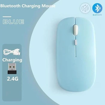 Безпровідна мишка AppStyle Blue — Bluetooth + 2.4G USB, тиха, подвійний режим підключення (блакитна)
