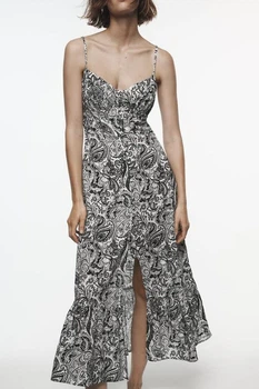 Сукня міді з принтом Zara 8351/230 XS Чорна, Біла (08351230064XS)