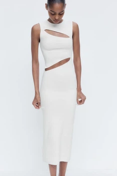 Еластична сукня міді з вирізом Zara 5584/370 L Біла (05584370250L)