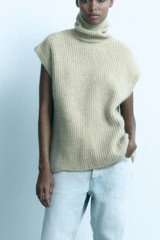 Трикотажний жилет з відкритою спиною Zara 9598/198 XL Бежевий (09598198982XL)