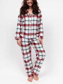 Піжама жіноча Cyberjammies Blaze 5139–5140 фланелева тепла зимова комфортна преміум якість фемелі лук новорічна 4XL Червоний у клітку (5051877615991)