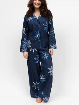 Піжама жіноча Cyberjammies Frosty 5130-5131 новорічна подарункова фемелі S Синій з принтом сніжинок (ZIK0000030586)