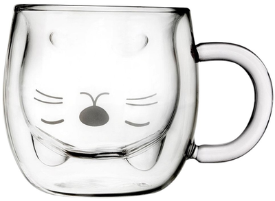 Склянка Orion Double термостійка з подвійними стінками для кави Котик 270 мл (8592381180928)