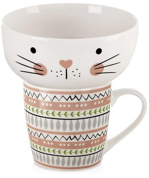 Набір чашка з мисочкою Orion для дітей порцеляновий з котом 2 предмети (8592381206277)