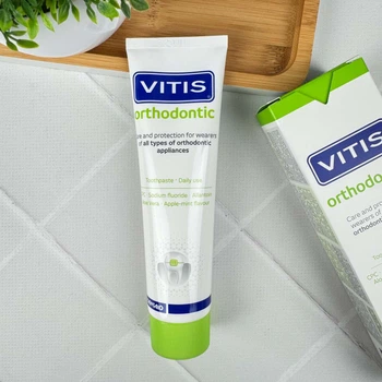 Зубная паста VITIS Orthodontic с фтором 100 мл - для брекетов, яблочно-мятный вкус