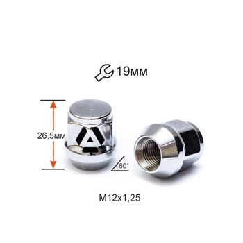 Гайка колесная A801144 М12х1,25х26,5мм Конус (Matiz, Nissan, Niva, Subaru, Suzuki) Закрытая Хром Ключ 19