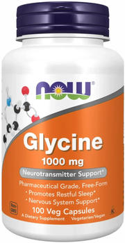 Suplement diety Now Foods Glycine 1000 mg 100 kapsułek (733739001078)