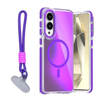 Чехол Omeve Chameleon для Samsung Galaxy S25 Edge с поддержкой MagSafe и шнурком purple
