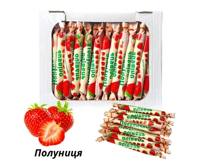 Карамельные конфеты «Фруктовые Карандаши Клубника» 500г. весовые