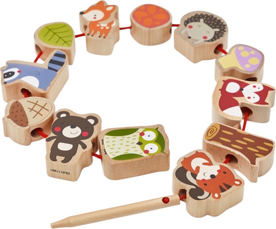 Przeplatanka drewniana Classic World klocki do nawlekania Zwierzęta leśne 13 el CW3634 (6927049004957)