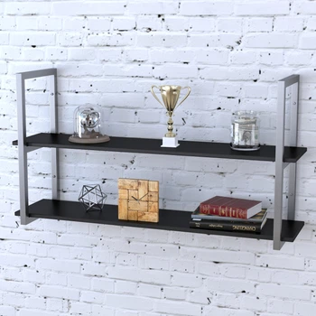 Полиця PL-2-18 Loft Design Чорний ST7 112 см Сріблястий