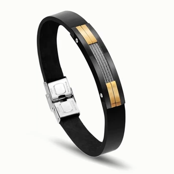 Кожаный браслет с вставкой из ювелирной стали в виде тросиков Steel Collection 2026