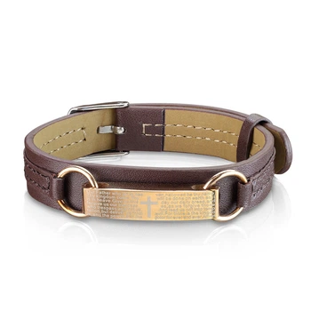 Браслет из кожи и ювелирной стали мужской c крестом Bracelet with Buckle Style 2026 Spikes
