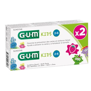 GUM Kids Клубника от 3 лет 2×50 мл зубная паста для детей фторид натрия 500ppm