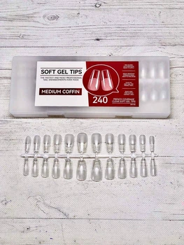Гелевые типсы в контейнере YRE G-80 Medium coffin 240 шт (Зауженный квадрат)