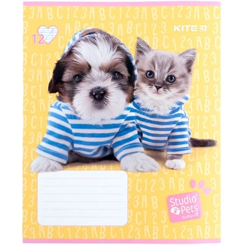 Зошит шкільний 12 аркушів коса лінія Kite Studio Pets SP24-235,