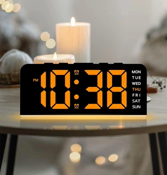 Годинник Deepfox GH-9001 LED цифровий електронний настільний Будильник Дата Температура Підсвітка 16х6,7см оранжевий