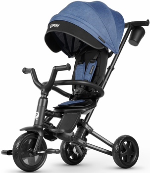 Триколісний велосипед Qplay Nova Niello 6в1 з капюшоном Синій (5061047480434)