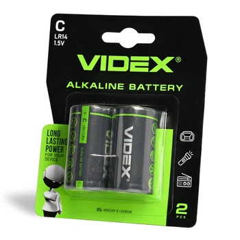Батарейка щелочная Videx LR14/C 2шт BLISTER CARD LR14/C 2pcs BC 23332