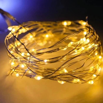 Гирлянда новогодняя светодиодная USB 100 LED 10 м на батарейках и от сети Теплый Белый (33-41-Батар.1978-07USB)