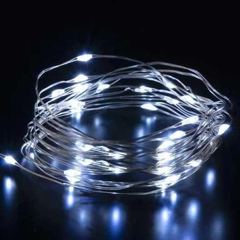 Гірлянда новорічна світлодіодна USB 100 LED 10 м на батарейках та від мережі Біла (33-41-Батар.1978-03USB)