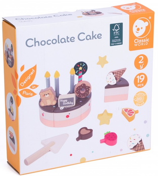 Zabawka drewniana Classic World Tort urodzinowy do krojenia 19 elementów (6927049056352)