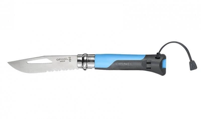 Нож складной карманный 85 мм Opinel Outdoor Earth-Blue №8 полусеррейтор Viroblock Sandvik 12C27 нержавеющая сталь